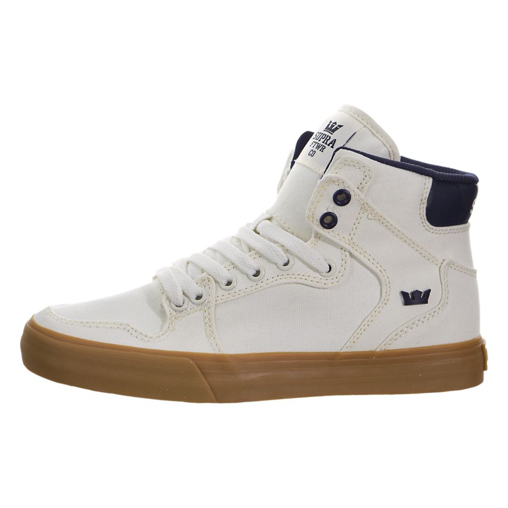 Baskets Montantes Supra Vaider Blanche Bleu Off White/Blue Nights-Gum Homme | WUJ-87525944